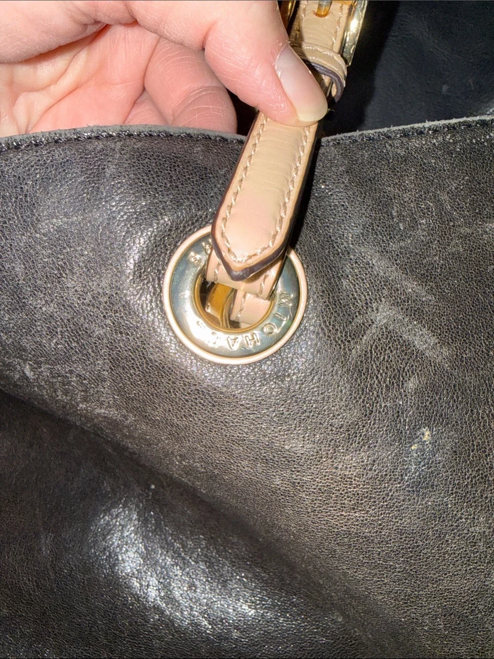 Michael Kors Black Tote with Beige Straps